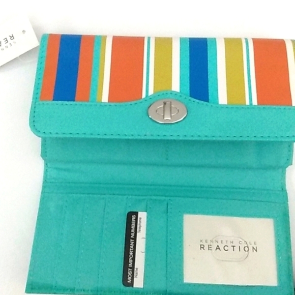 KENNETH COLE REACTION TEAL MULTI COMPARTMENT WALLET NWT - Picture 6 of 11